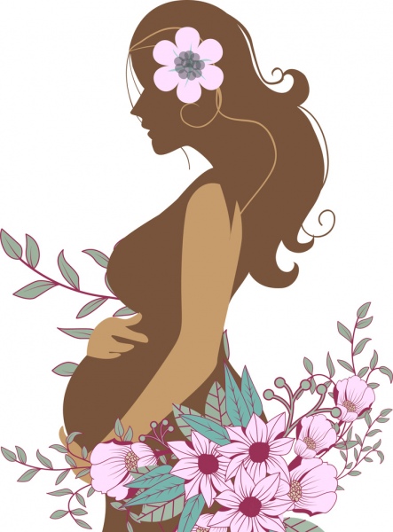 pregnant_woman_and_flowers_sketch_colored_silhouette_style_6827009